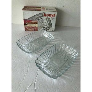 Konya set of 2 CLEAR glass dishes NIB